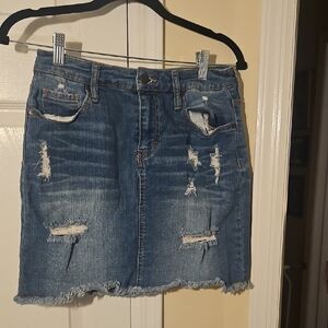 Mossimo Supply Co. Distressed Blue Denim Mini Skirt